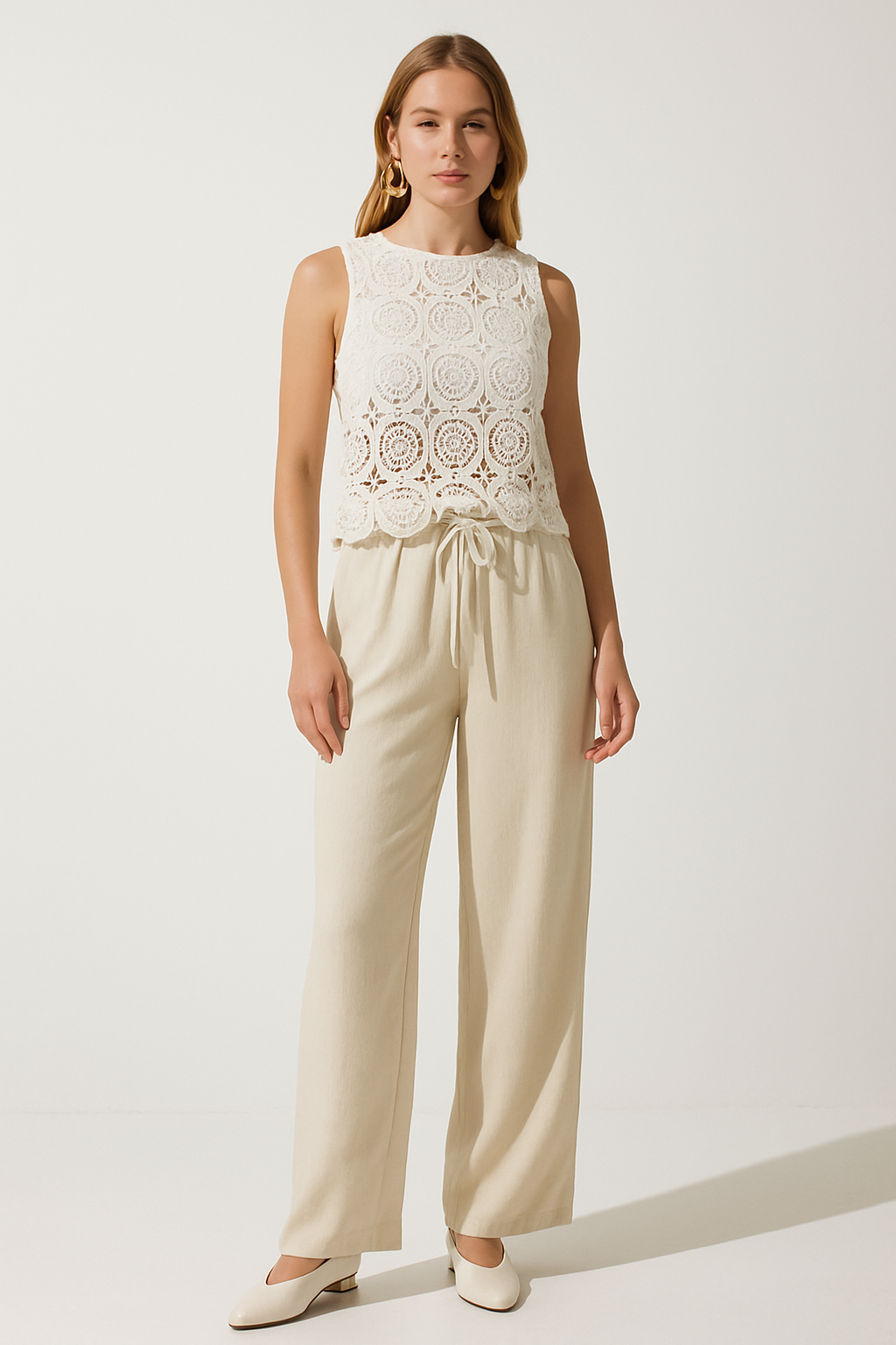 Cream Lace Top for Women