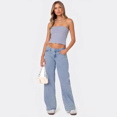 Low Waist Wide Leg Jeans For Women