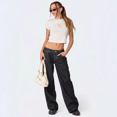 Low Waist Wide Leg Jeans For Women